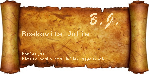 Boskovits Júlia névjegykártya